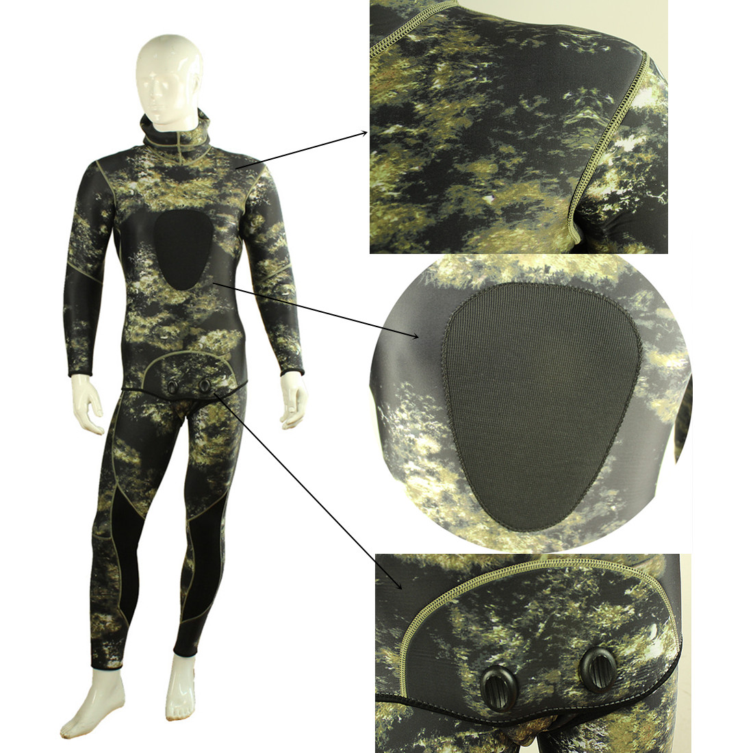 Combinaison de pêche sous-marine en deux pièces pour hommes, Camouflage 3MM, double nylon, couture aveuglante